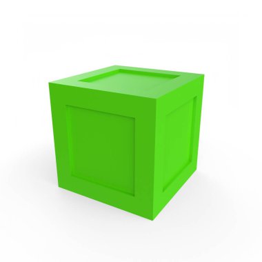 3d rendering of a green and white box isolated on a background