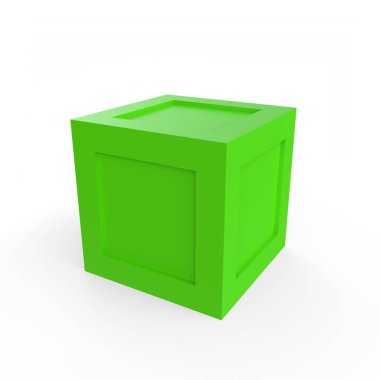3d rendering of a green and white box isolated on a background
