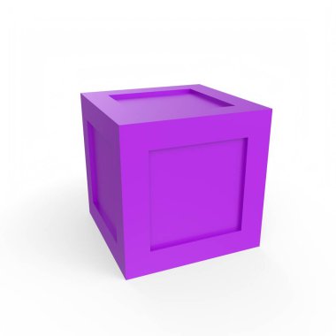 3d render of a purple box with a blank screen isolated on white background