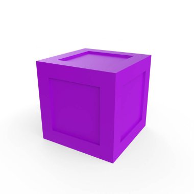 3d render of a purple box with a blank screen isolated on white background