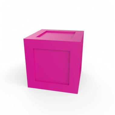 3d render of a purple box with a blank screen isolated on white background