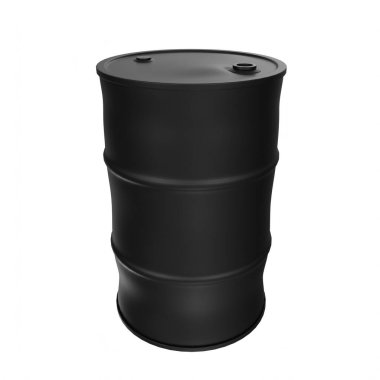 3d rendering of a black oil barrel on white background