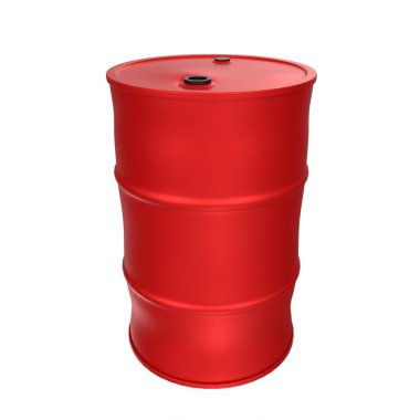 red barrel with a stack of barrels isolated on white background
