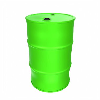 Beyaz arkaplanda yeşil bir namlunun 3d görüntülenmesi