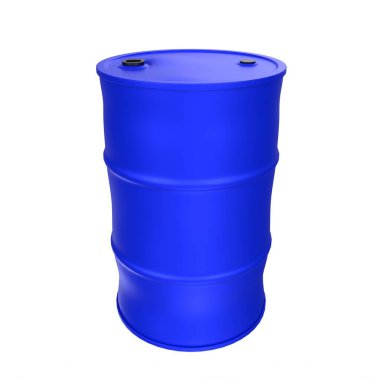 Mavi yağ varili beyaz arkaplanda izole edildi