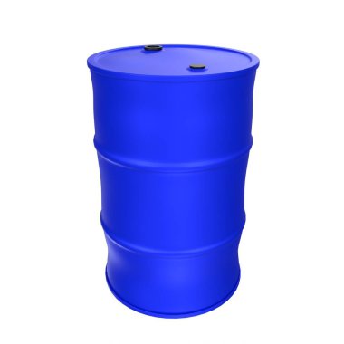 Mavi yağ varili beyaz arkaplanda izole edildi