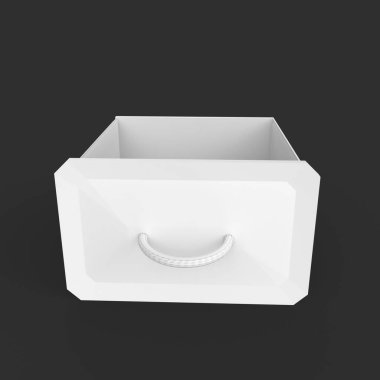white box for food isolated on black background. 3d illustration