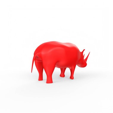 3d rendering of a red pig isolated on white background