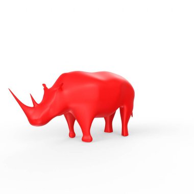 3d rendering of a red pig isolated on white background