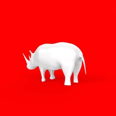 3d rendering of a white pig on a red background