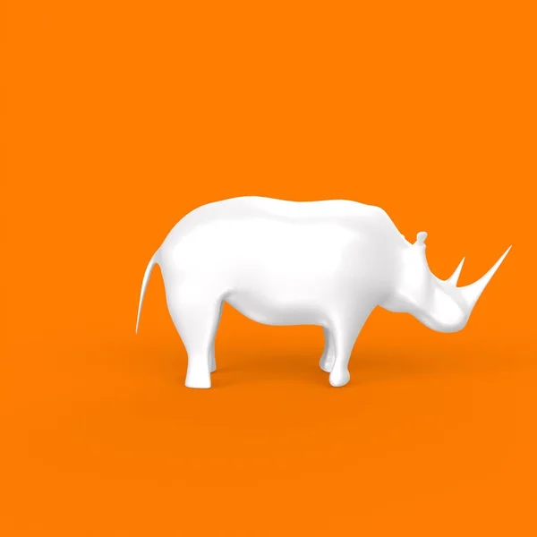 3d rendering of a white pig on a yellow background