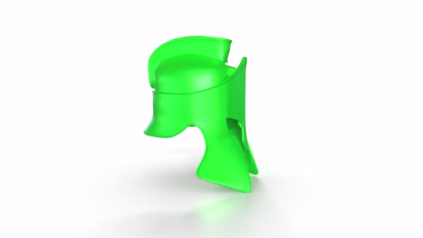 Green Plastic Mask Isolated White Background — Stockvideo
