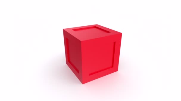白い背景に赤いプラスチック製の箱が孤立しています 3Dレンダリング — ストック動画