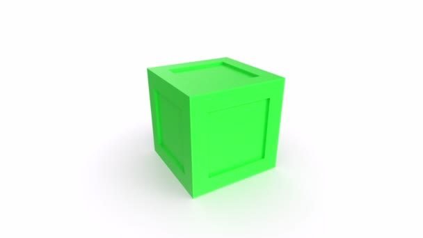 Empty Green Plastic Box Lid Isolated White Background Illustration — Stockvideo