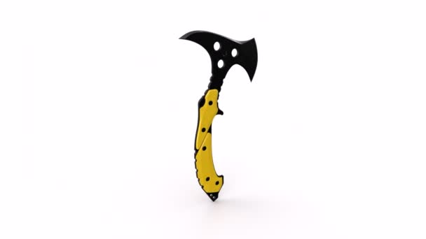 Rendering Yellow Black Metal Axe Isolated White Background — Vídeos de Stock