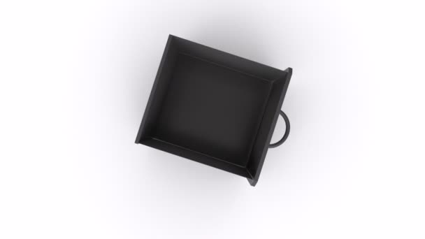 黑塑料盒 用于在白色背景上隔离的食物 — 图库视频影像