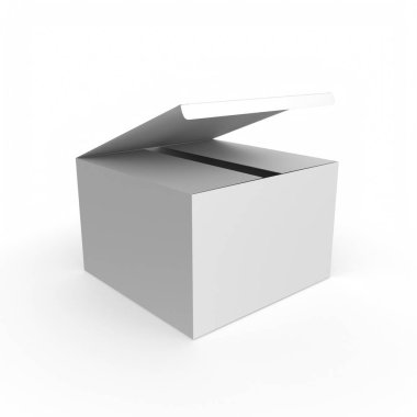 white box with blank paper on a gray background. 3d rendering