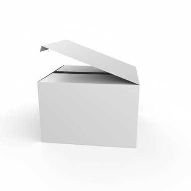 blank white box isolated on a gray background. 3d illustration