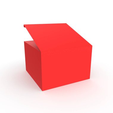 3d rendering of a red box with a blank white background
