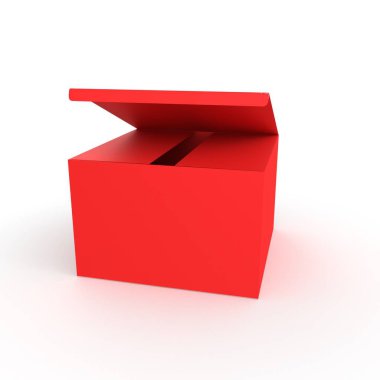 empty box with red ribbon isolated on white background