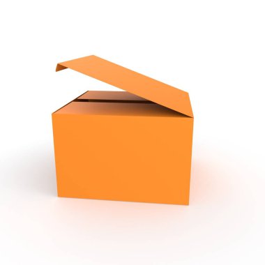 3d rendering of a brown box with a blank white background