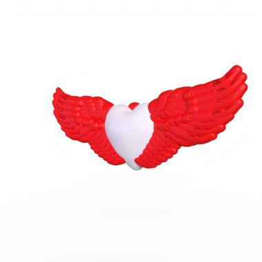 Arka planda izole edilmiş kanatları olan kalp