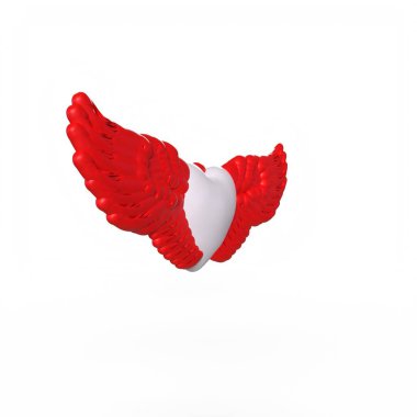 Arka planda izole edilmiş kanatları olan kalp