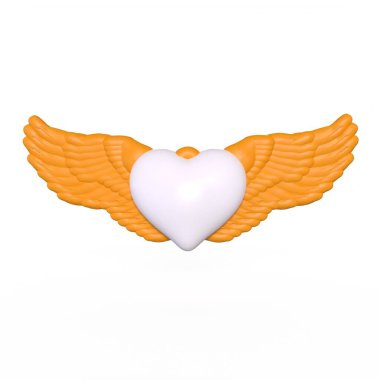 Arka planda izole edilmiş kanatları olan kalp