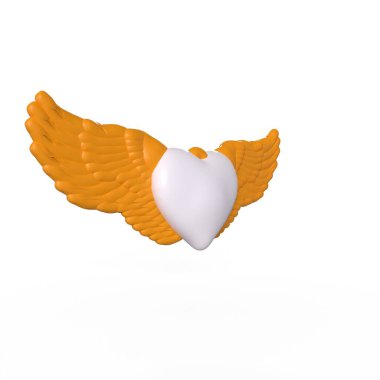 Arka planda izole edilmiş kanatları olan kalp