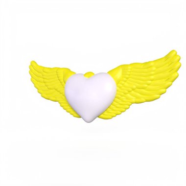 Arka planda izole edilmiş kanatları olan kalp