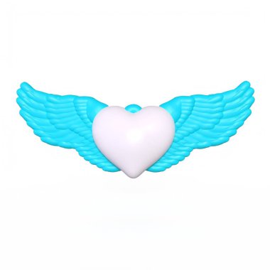 Arka planda izole edilmiş kanatları olan kalp