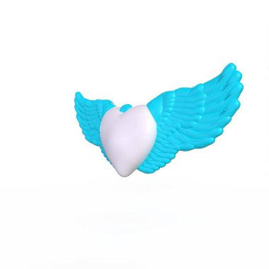 Arka planda izole edilmiş kanatları olan kalp