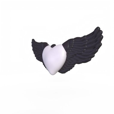 Arka planda izole edilmiş kanatları olan kalp