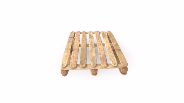 Dřevěná Paleta Izolovaná Pozadí — Stock video