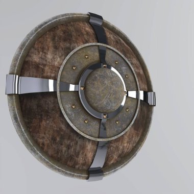 Beyaz arka planda zinciri olan eski metal bir fıçı. 3d oluşturma.