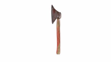 Rusty Axe beyaz arkaplanda döngü içinde dönüyor