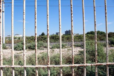 Eski paslı demir çit