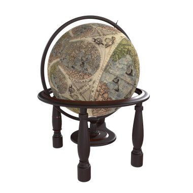 Globus beyaz arkaplanda izole edildi