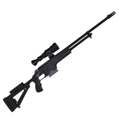Keskin nişancı tüfeği beyaz arkaplanda izole edildi. Yüksek kalite 3d illüstrasyon