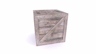 Beyaz arkaplanda döngü içinde sandık döndürmesi