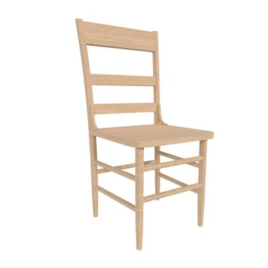 Beyaz arka planda izole edilmiş tahta sandalye