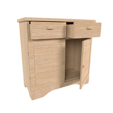 Beyaz arkaplanda izole ahşap dolap