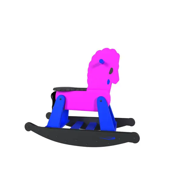 Pembe ve mavi bir at sallanan sandalye.