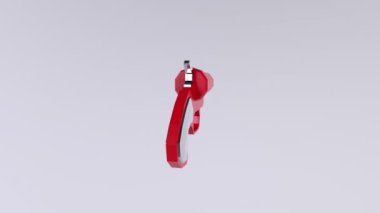 Canlandırma amacıyla beyaz arkaplanda dönen kırmızı oyuncak tabancanın 3 boyutlu modeli