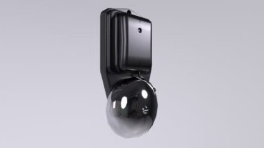 Beyaz arka planda kablosuz mikrofonu olan modern bir kablosuz kulaklık. Stüdyodaki kablosuz müzik ve teknoloji konsepti.