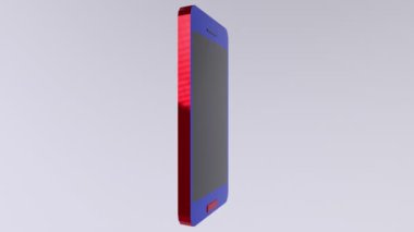 Beyaz arkaplanda 3 boyutlu mavi parlak akıllı telefon görüntüsü izole edildi