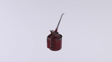 Gri bir sırtüstü kırmızı bir el bombasının 3 boyutlu görüntüsü.