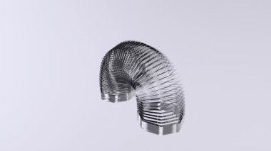 Beyaz arkaplanda gümüş metal spiral