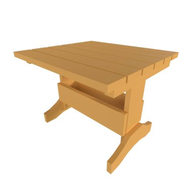 A 3D rendering of a warm-toned wooden dining table designed for contemporary spaces. clipart