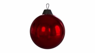 Kırmızı Noel topu beyaz arkaplanda izole edilmiş